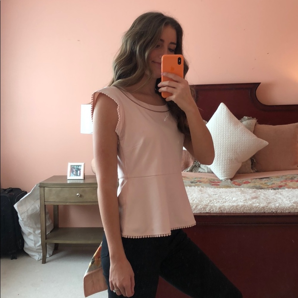 Ann Taylor Baby Pink Peplum Top